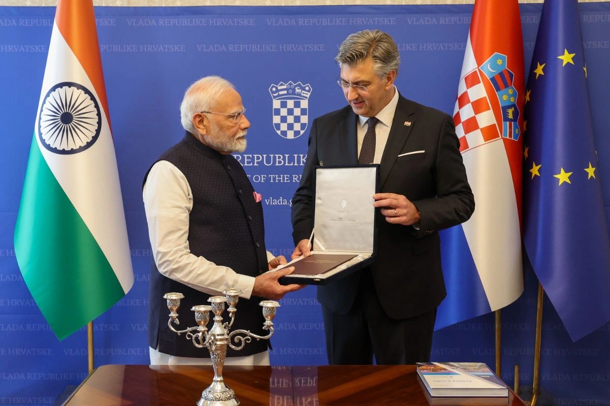 PM Modi Receives Sanskrit Grammar Book In Zagreb
