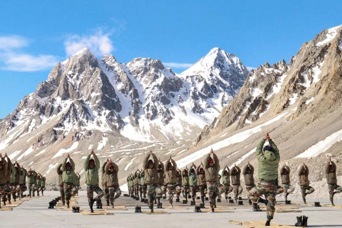 Indian Armed Forces Mark 11th International Yoga Day Across Land, Sea & Sky