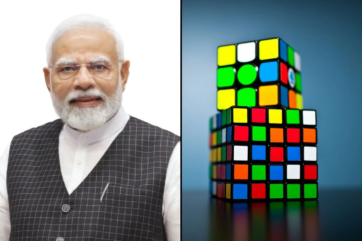 6-Year-Old Kid Crafts PM Modi's Portrait With Rubik’s Cubes