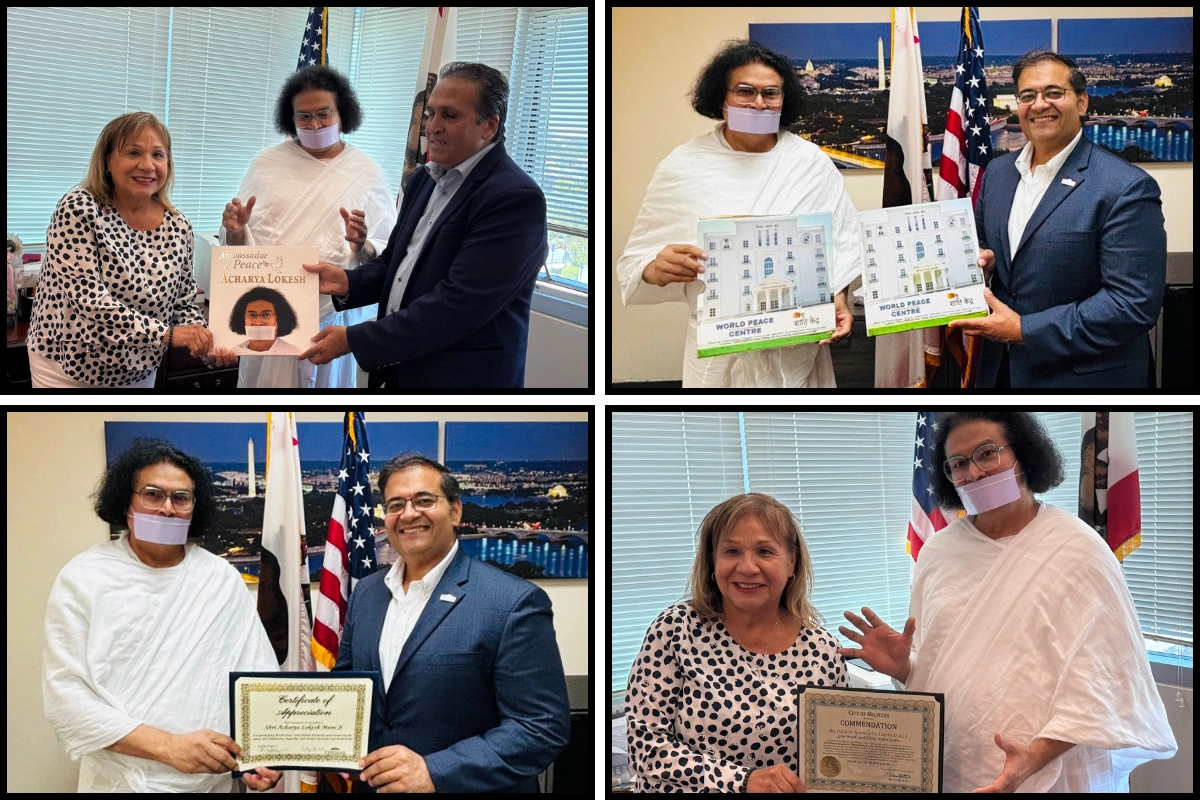 Acharya Lokeshji Honoured In California For Global Peace Efforts