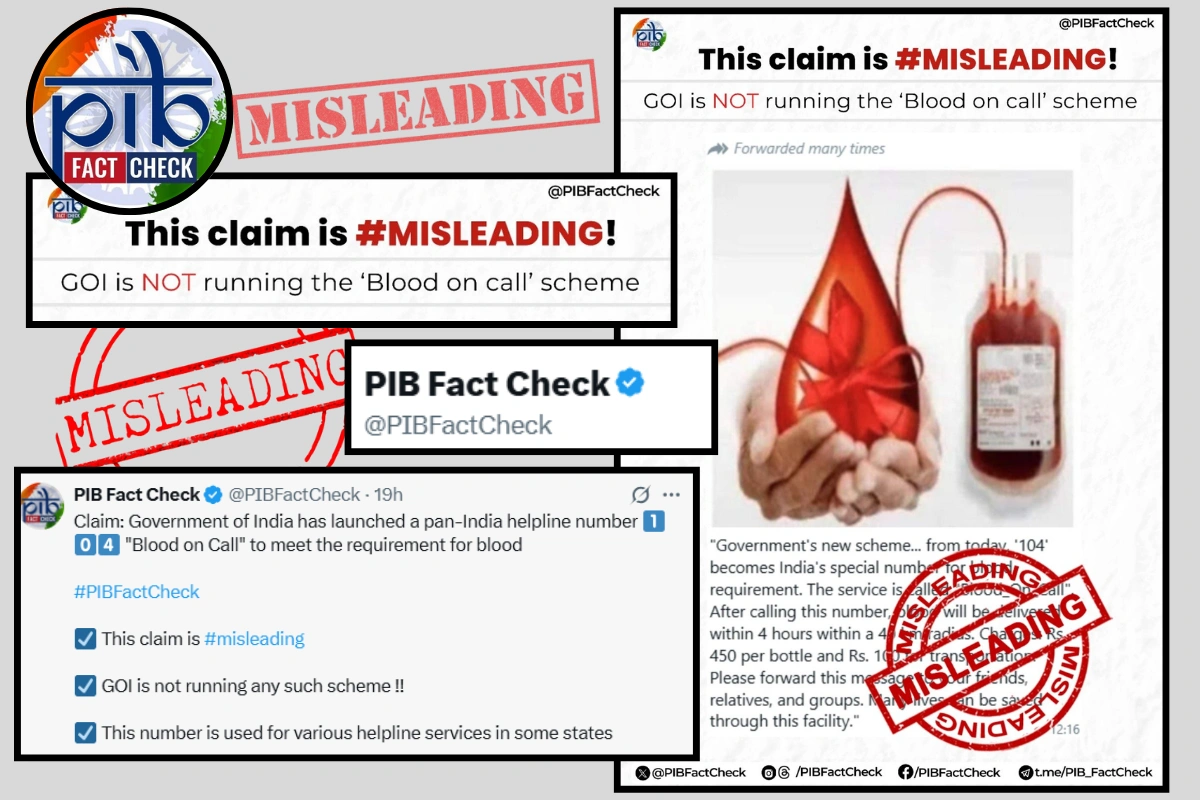 PIB Debunks Viral Message On ‘Blood On Call’ Helpline 104 Scheme
