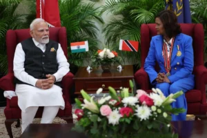 PM Modi Meets Trinidad & Tobago President Kangaloo At President’s House In Port Of Spain