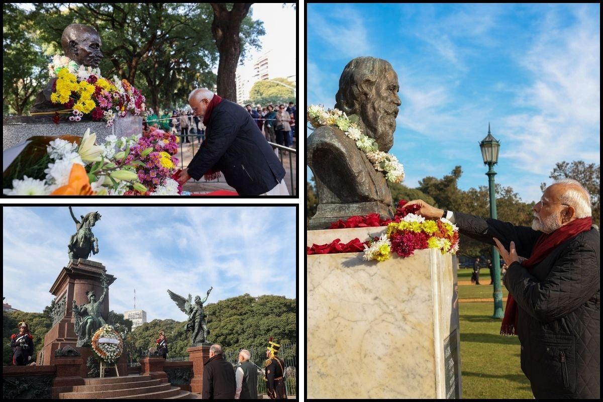 PM Modi Pays Tributes To Mahatma Gandhi, Rabindranath Tagore & General San Martin In Argentina