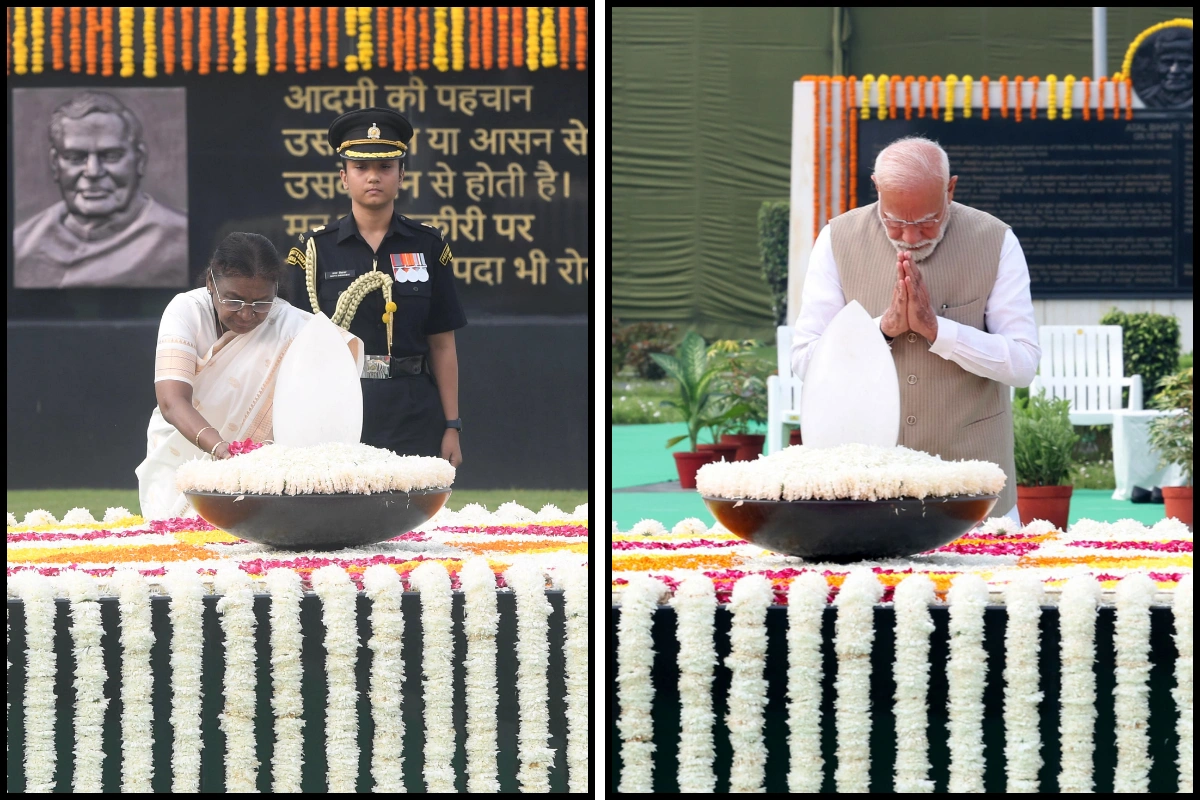 Leaders Pay Floral Tributes At Sadaiv Atal Honouring Atal Bihari Vajpayee