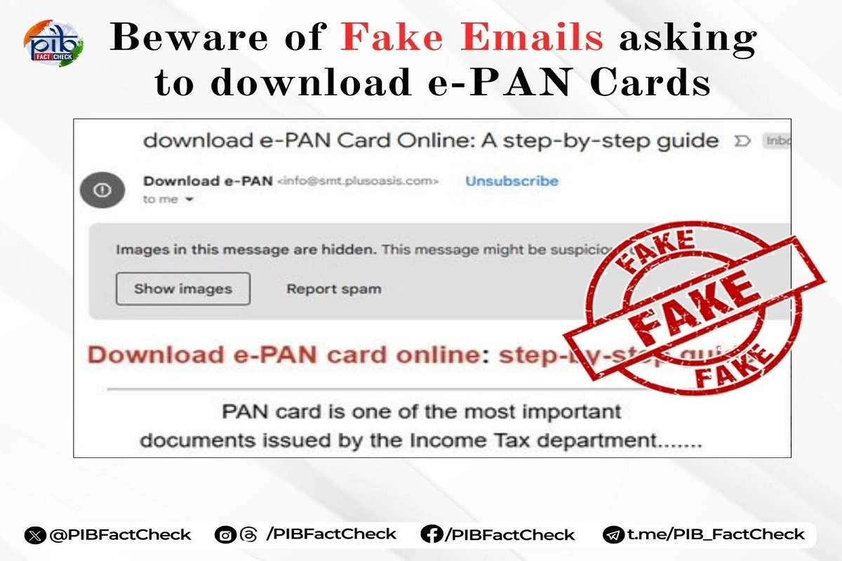 PIB Warns Citizens Against Fake e-PAN Card Emails