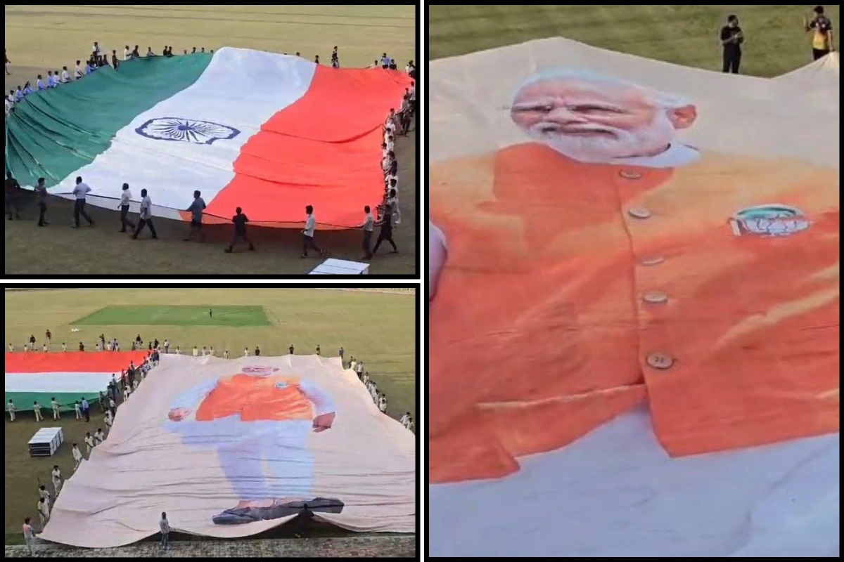 Gujarat Celebrates PM Modi’s 75th Birthday With Giant Poster & Tricolour In Surat