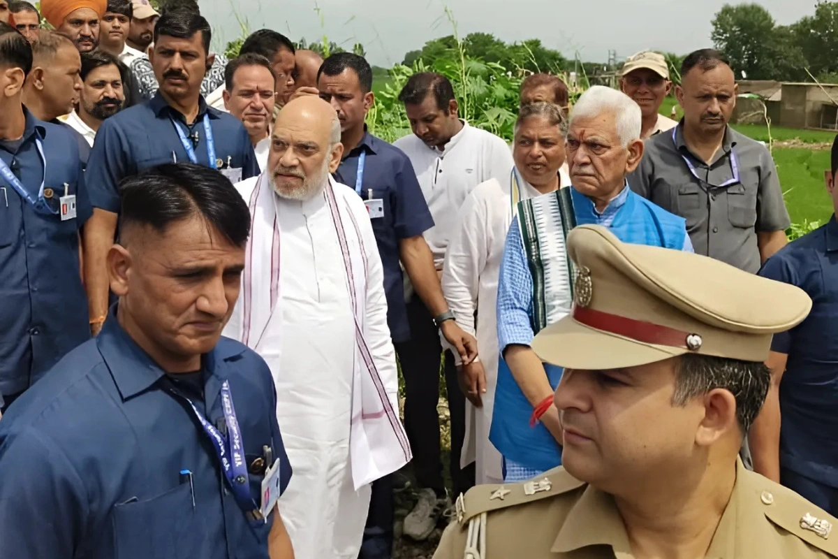 Amit Shah Assesses Flood Damage At Tawi Bridge & Bikram Chowk In Jammu