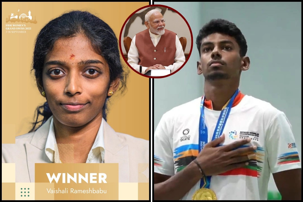 Outstanding Accomplishment: PM Modi Hails Vaishali Rameshbabu’s Back-to-Back FIDE Grand Swiss Win And Velkumar’s Skating Gold