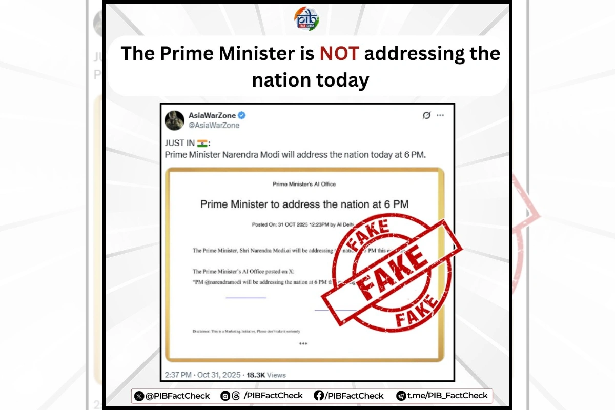 PIB Fact Check Debunks Fake Claim About PM Modi’s Alleged Address To The Nation