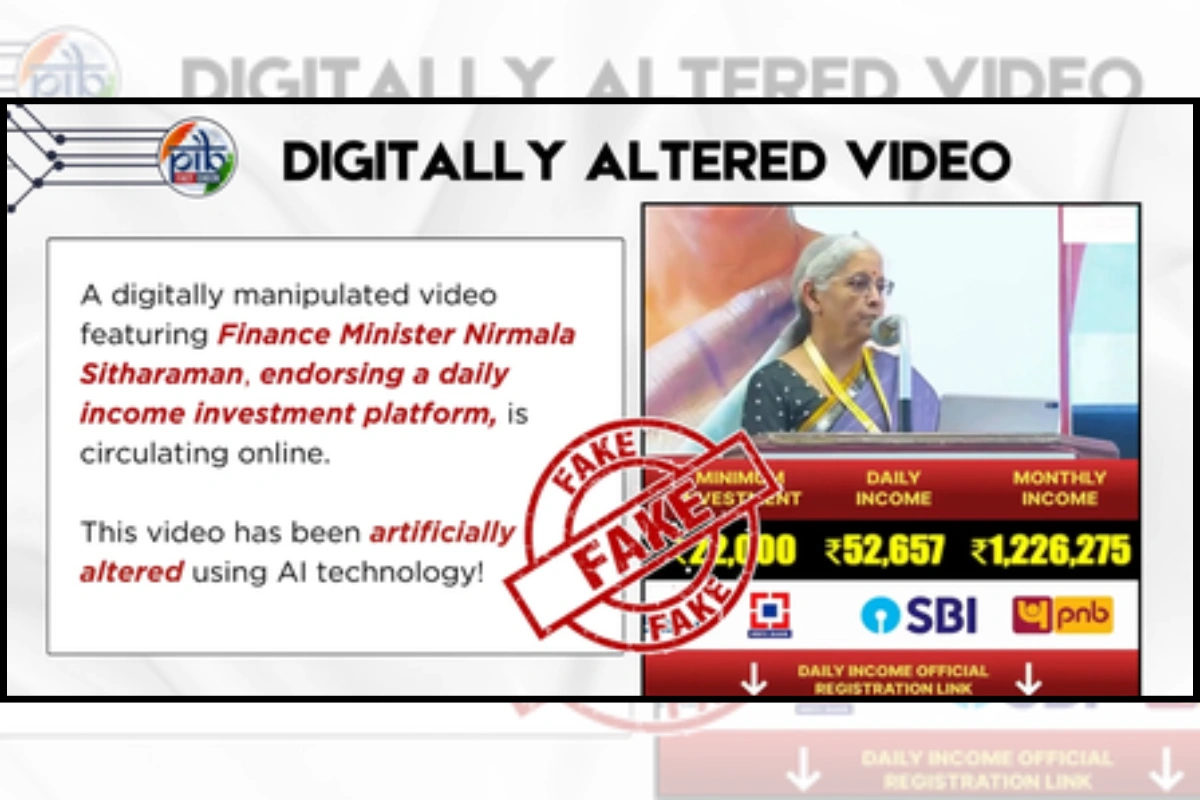PIB Warns Public Against AI-Manipulated Video Of Finance Minister Promoting Fake Scheme