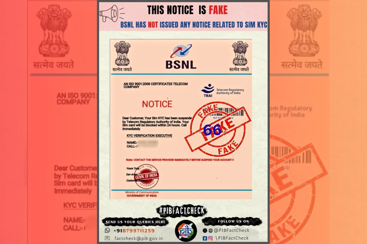 BSNL And TRAI Warn Public Against Fake KYC Suspension Notices