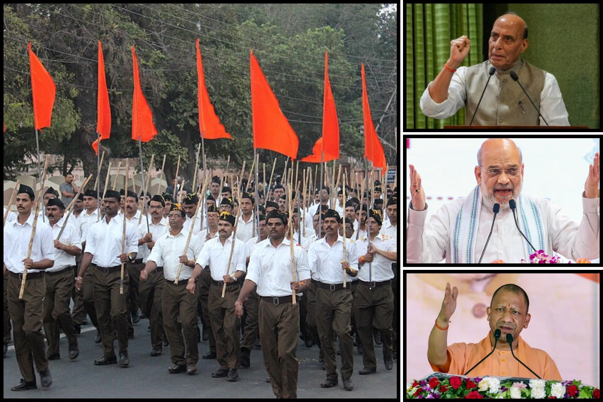 HM Shah, Defence Minister Singh, CM Yogi Celebrate RSS’ Century Of Nation-Building