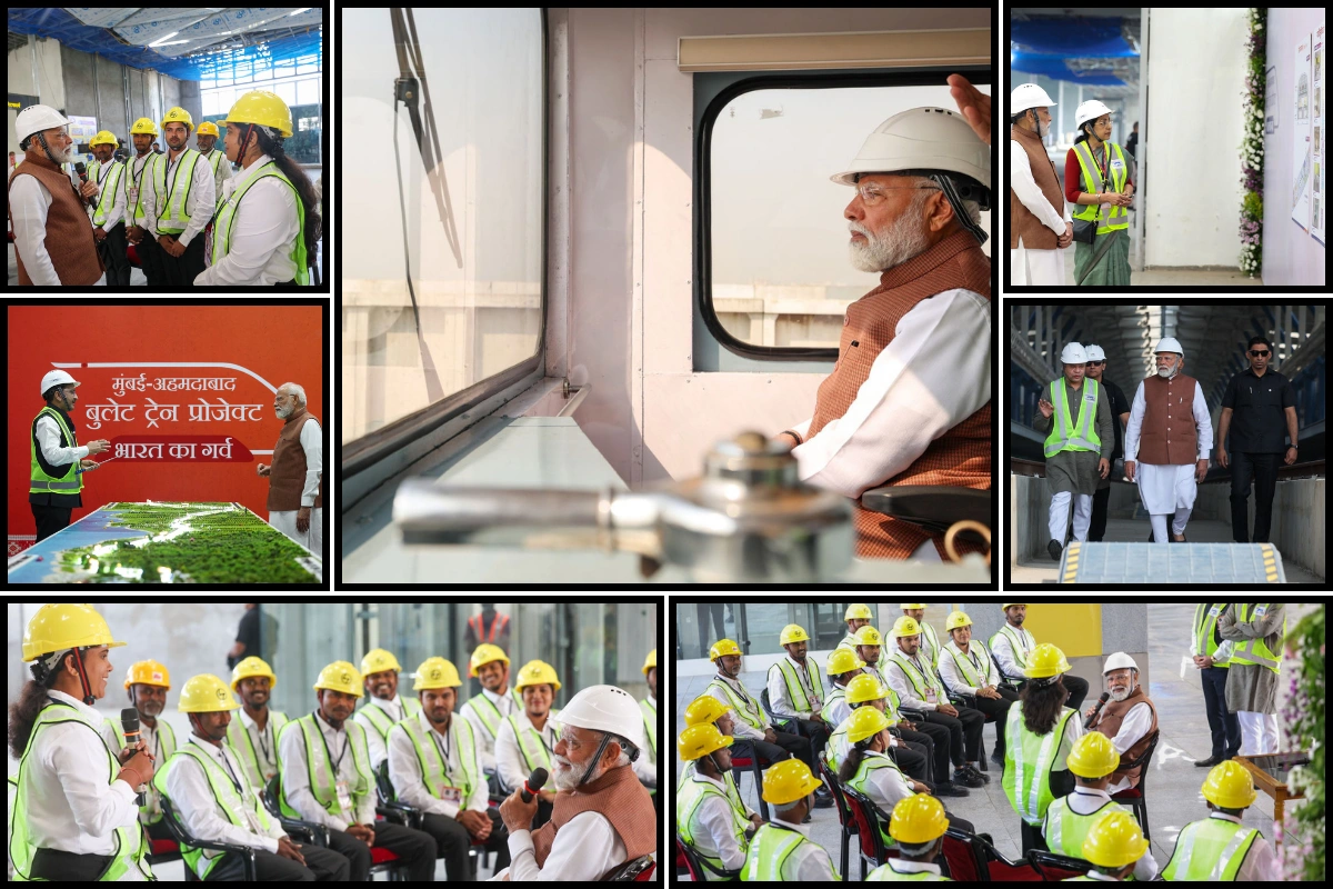 PM Modi Reviews Bullet Train Work In Surat; Lauds Engineers For India’s MAHSR Milestone