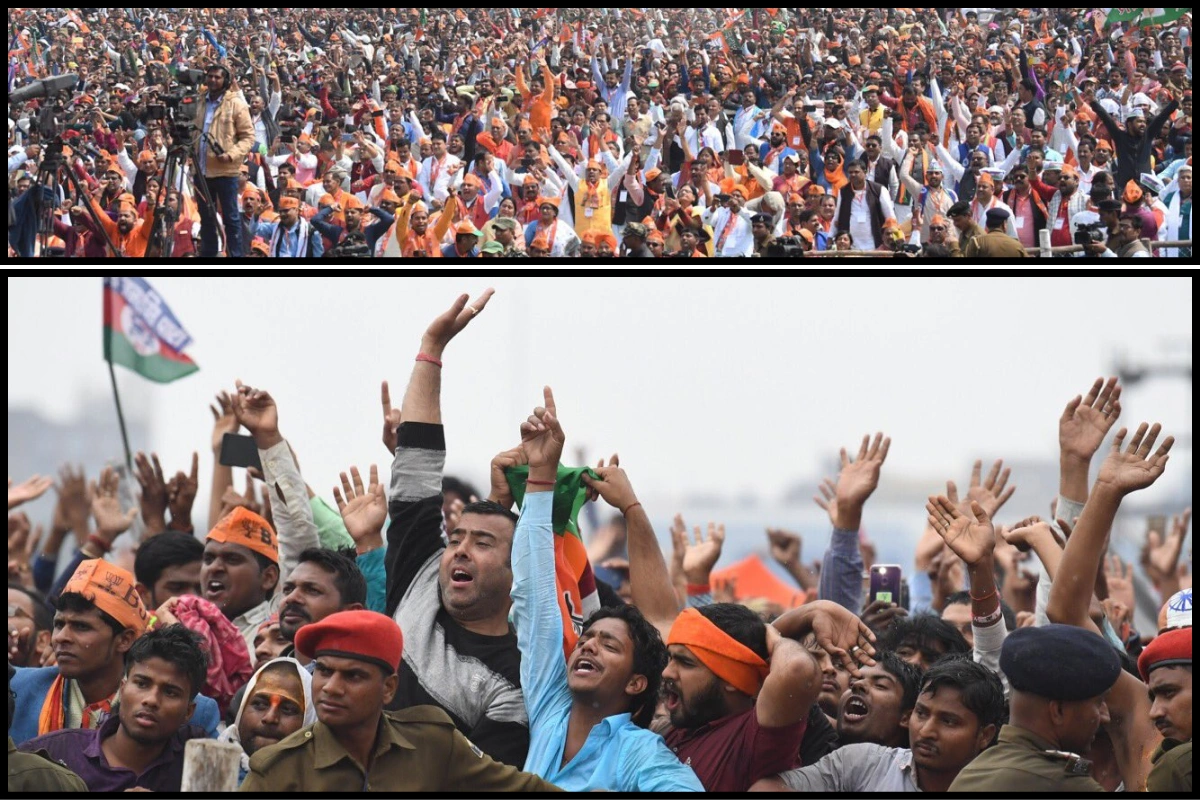 Bihar CM Oath Ceremony: Thousands Gather At Gandhi Maidan With Placards & Scarves Featuring PM Modi & Nitish Kumar