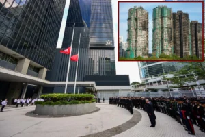 Flags Lowered To Half-Mast As Hong Kong Mourns Tai Po Fire Victims