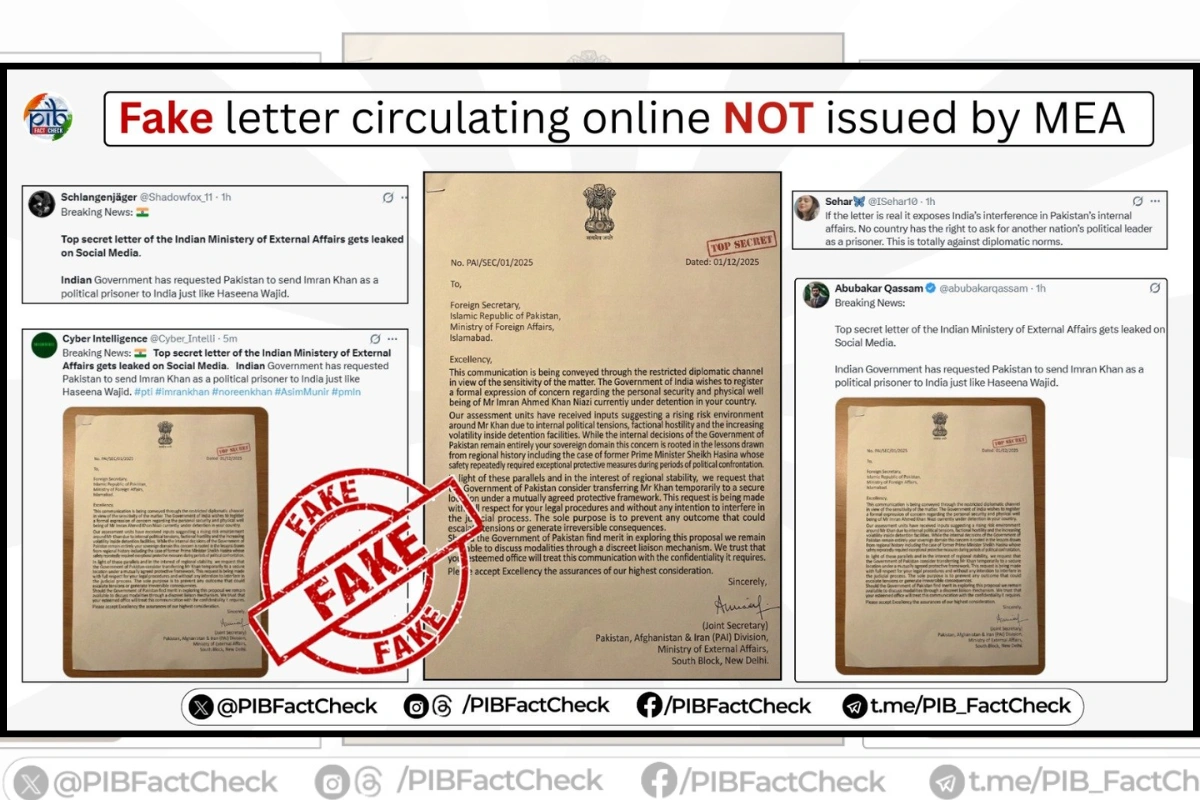 PIB Exposes Fake MEA Letter In Cross-Border Disinformation Push