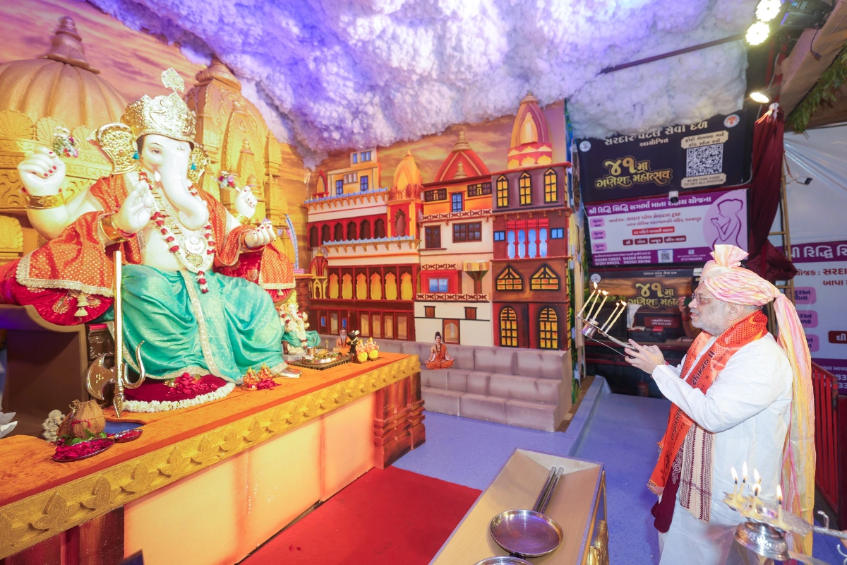 Amit Shah Joins Ganeshotsav Maha Aarti In Ahmedabad; Festival Surplus Funds Welfare Scheme