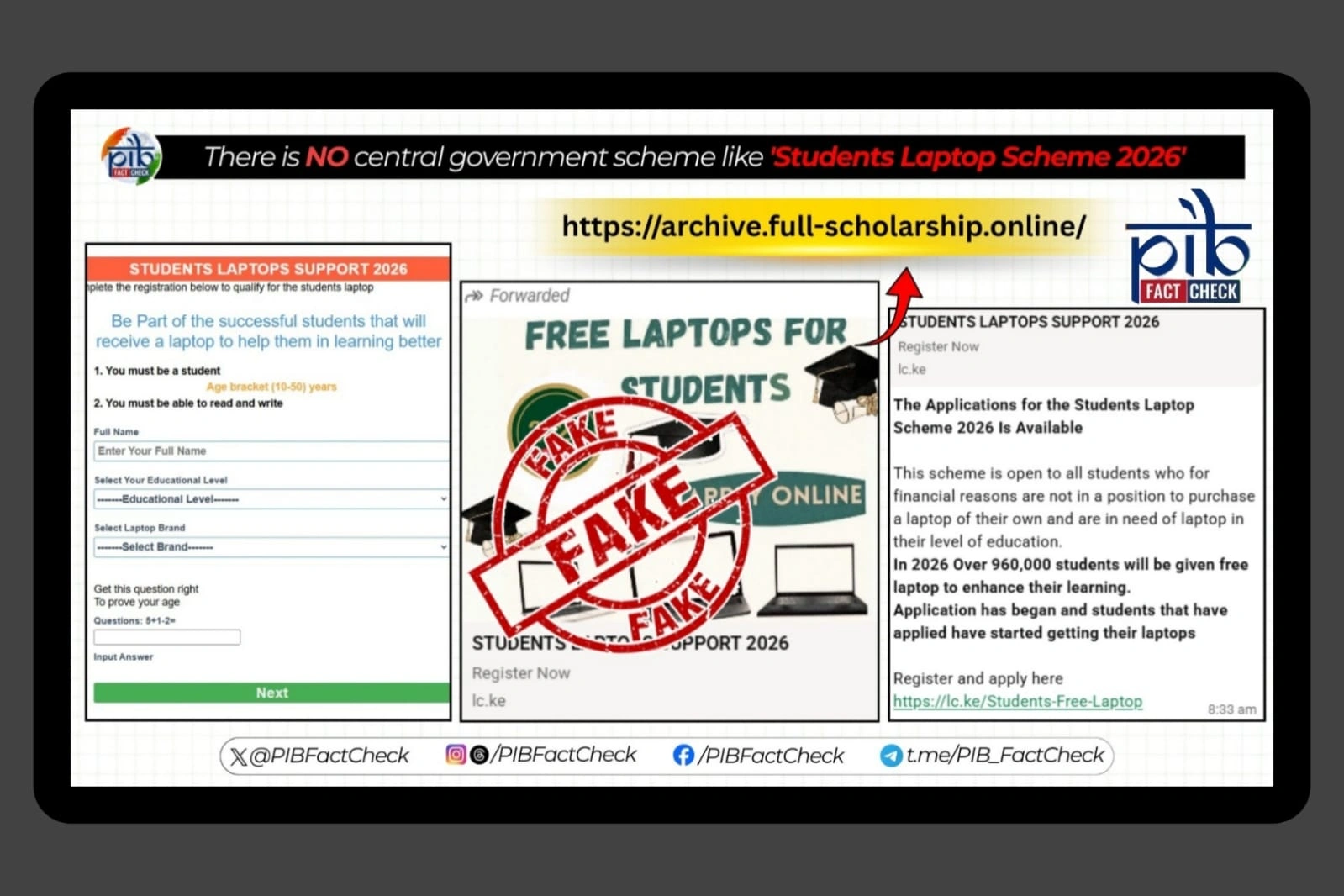 PIB Debunks Fake Student Laptop Scheme 2026 Claim