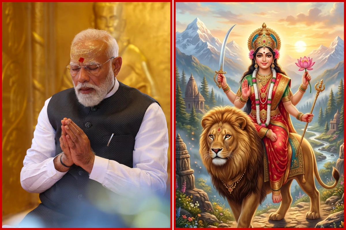 PM Modi Prays To Maa Katyayani On Navratri Day 6; Wishes Strength & Courage For All
