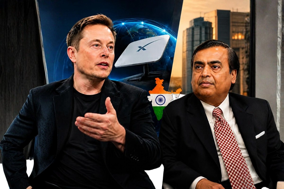 Reliance Industries, Starlink India, Mukesh Ambani, Elon Musk, Jio satellite services, satellite communications, India telecom market, Starlink licence, telecom competition, Indian regulations