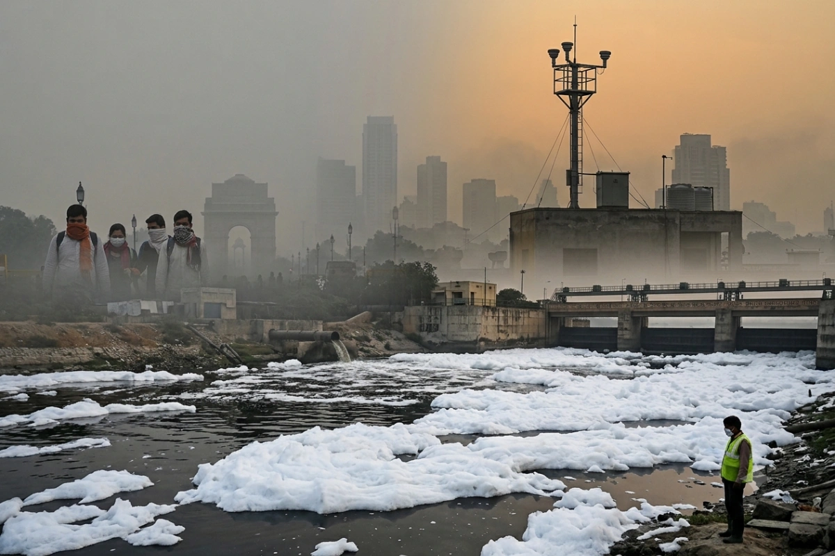 White Foam Returns To Yamuna As Delhi Records AQI Of 187