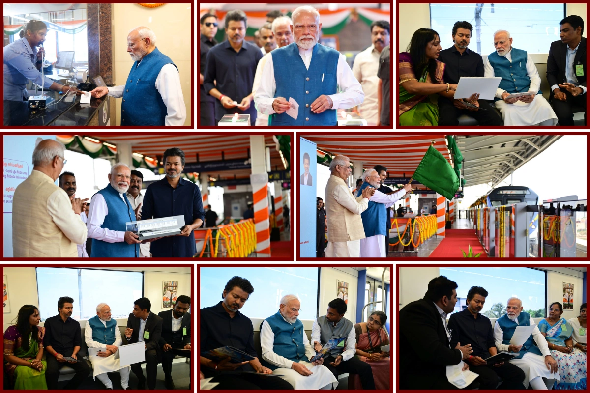 PM Modi, CM Vijay Flag Off First Train On Chennai Metro Phase 2 Network