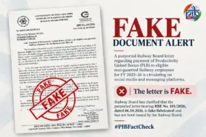 PIB Fact Check Flags Fake Railway Board Letter Claiming 78-Day Bonus