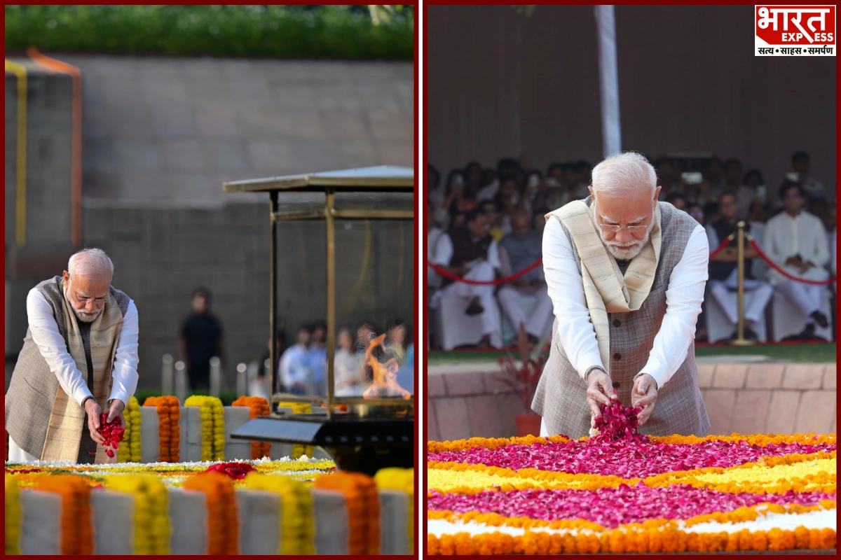 PM Modi Pays Floral Tribute To Mahatma Gandhi, Lal Bahadur Shastri In Delhi