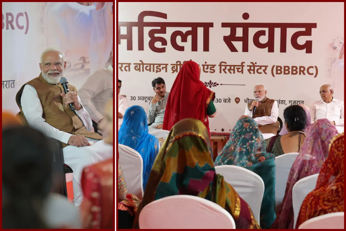 PM Modi Inaugurates Bovine Breeding Centre In Gujarat; Interacts With Women Dairy Farmers